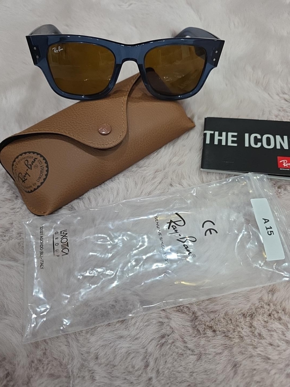 Ray-Ban Mega Wayfarer RB0840S 6680/73 Blue Brown Sunglasses 51mm NEW